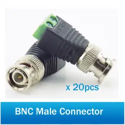 20 штук коаксиальный CAT5 BNC Мужской Металл разъем BNC с Подключите адаптер постоянного тока балун винт соединителя терминала для