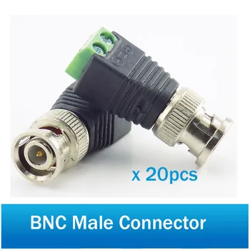 

20pcs Coax CAT5 BNC Male Metal BNC Connector with Plug DC Adapter Balun Connector Screw Terminal for Security CCTV Camera system