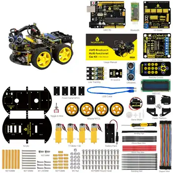 Keyestudio 4WD Bluetooth Multi-functional DIY Smart Car For Arduino Robot Education Programming+User Manual+PDF(online)+Video