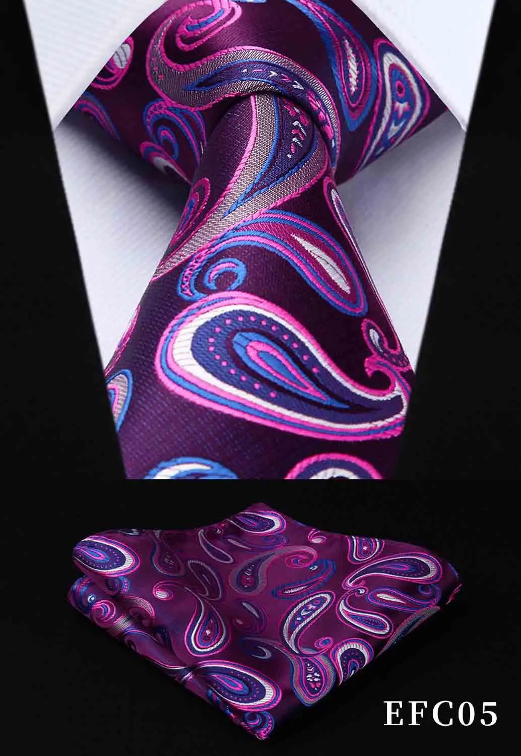Hisdern Набор платков и галстуков, классический цветочный подарок для мужчин, тканый Шелковый мужской галстук для свадебной вечеринки, квадратный красный, золотистый, зеленый, EFC - Цвет: EFC05