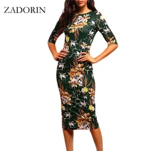 Винтажное платье-карандаш с цветочным принтом и коротким рукавом, женское Элегантное летнее Повседневное платье, женское платье, vestidos mujer