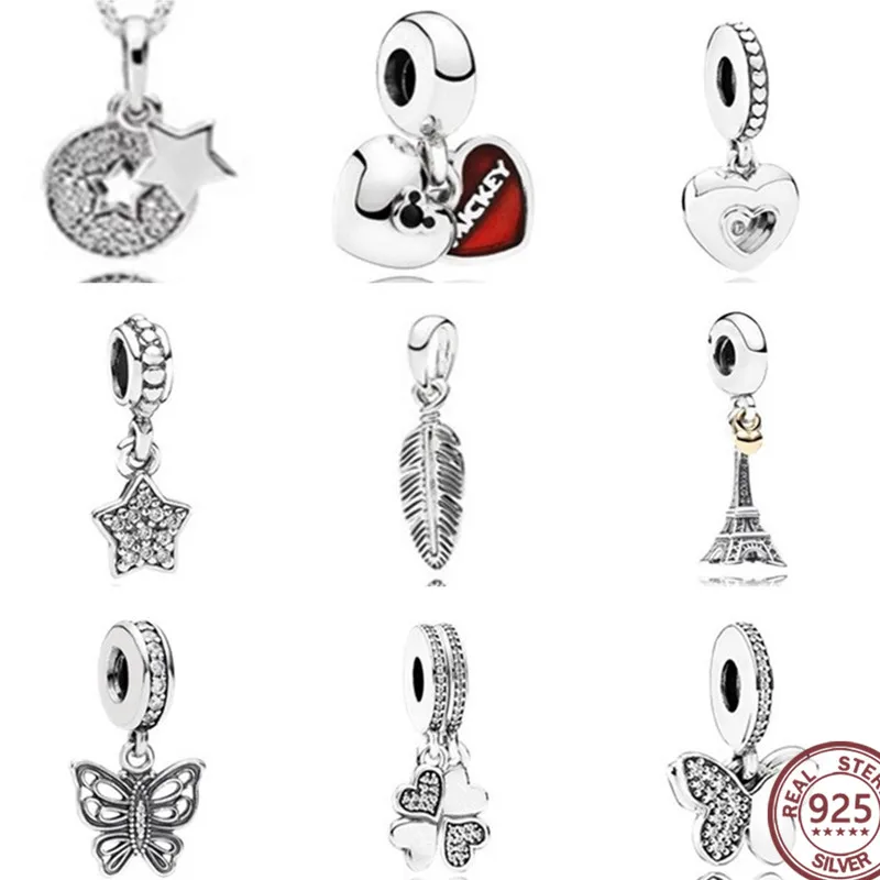 

Heart and Key pendent 925 silver for women rose gold DIY charm Good quality original 1:1 luxury jewelry wholesale price