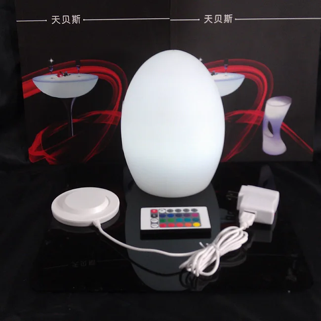 

D12*H15cm Colorful LED Egg bar table lamp Break-resistant, rechargeable LED glowing egg night light for Christmas Free shipping