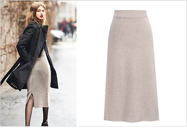 Облегающая элегантная юбка-карандаш с разрезом сзади; большие размеры; 5xl 6xl; осенне-зимняя формальная трикотажная юбка; юбка-карандаш с высокой талией