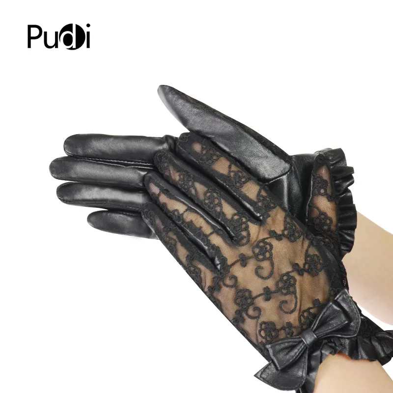 Женские кружевные перчатки PUDI GL821 из натуральной кожи модные сексуальные