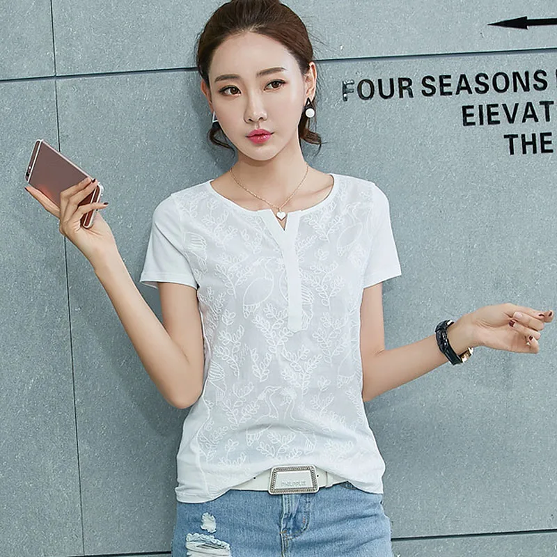 Футболка с вышивкой женская 20189|t shirt women|tee femmeshirt femme |