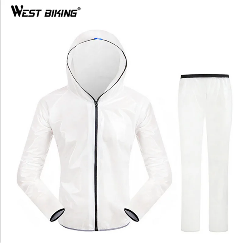 WEST BIKING дождевик для велосипеда Bicicleta, Джерси для велоспорта, Водонепроницаемая спортивная куртка для женщин и мужчин, велосипедная дождевик - Цвет: white set