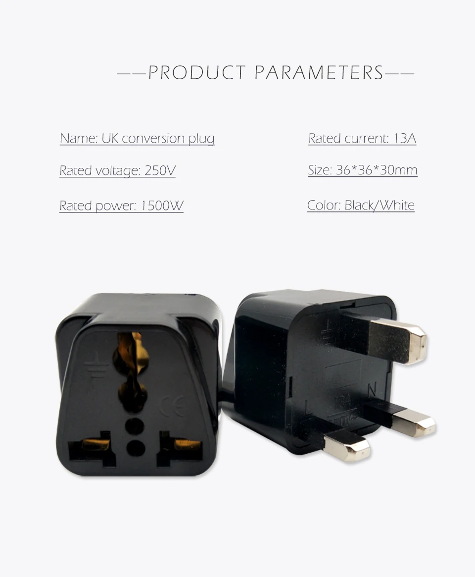 Multifunctional Universal EU US AU to UK Plugs Adapter EUR to UK Electrical  Power Converter Plug 3 Pin Socket Travel Adaptor (9)