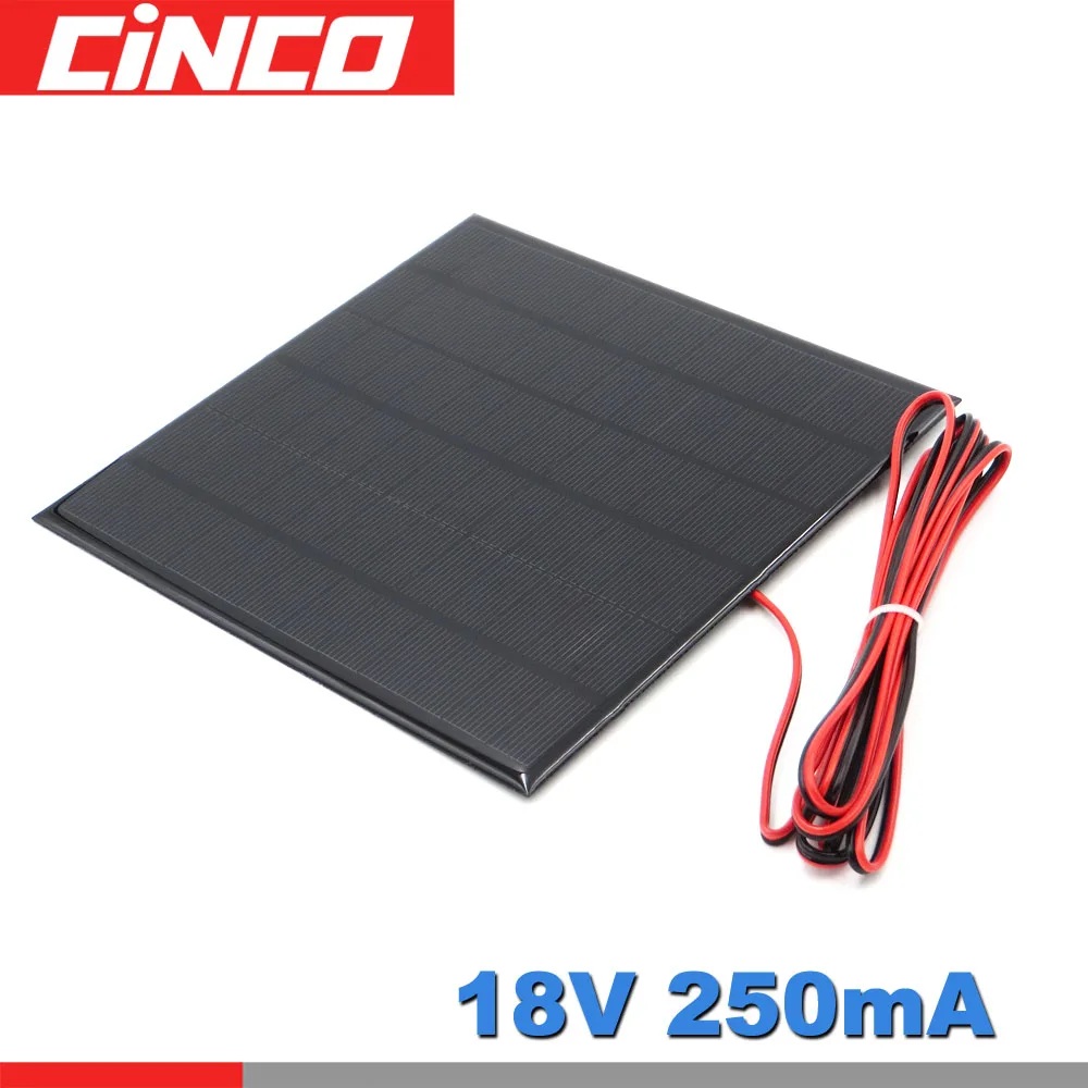 

18V 250mA extend wire Solar Panel Polycrystalline Silicon DIY Battery Charger Small Mini Solar Cell cable toy 18 v volt 12 4.5W