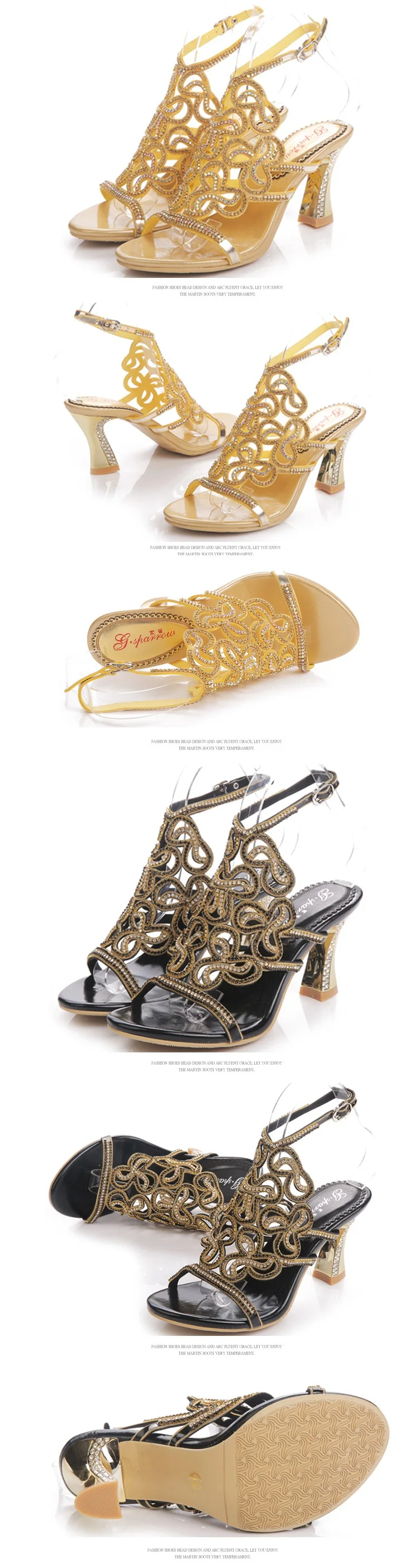G-sparrow 2018 Summer New Korean Stiletto High-heeled Elegant Sandals Rhinestone Fashion Sexy Ladies Shoes Gold Silver Black5