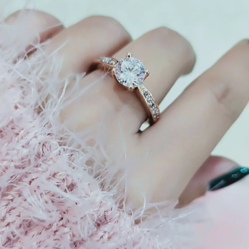 

SINLEERY Classic 4 Prong Round Cubic Zirconia Engagement Rings Wedding Jewelry For Women Love Bague Anillos JZ454 SSI