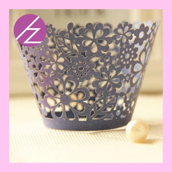 

wholesale wedding cupcake wrapper Heart Filigree Laser Cut Lace Cupcake Wrapper Wraps Liner Wedding Party Cake Decoartion DG-17