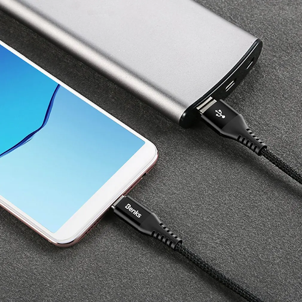 Benks usb type-C кабель для samsung Galaxy S9 S8 кабель передачи данных для быстрой зарядки 3A Портативный USB Кабель зарядного устройства для iPhone D26
