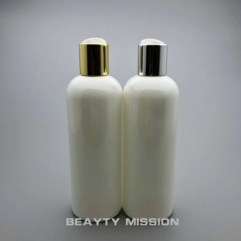 BEAUTY MISSION 20 X 300ML Disc Top Cap White Bottle Empty Plastic PET Lotion Bottle Travel Size Plastic Bottles For Shampoo