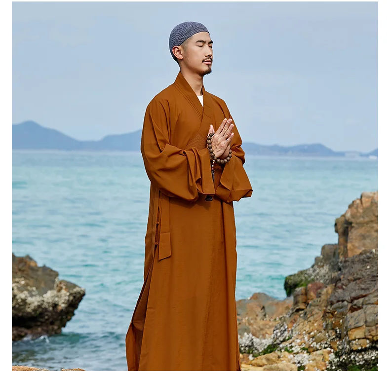 Monk's long gown male summer shaolin temple monk clothes traditonal