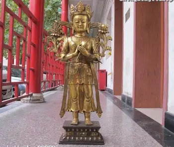 

32"Tibet Buddhist Quan yin Bronze Gild Maitreya kwan yin Bodhisattva statue