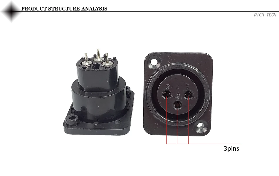 XLR Разъем гнездо 3Pin панель монтируется шасси квадратной формы микрофон аудио подключение
