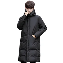 Толстый зимний мужской белый пуховик брендовая одежда с капюшоном черный серый длинный теплый белый пуховик Мужские пальто