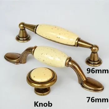 

Rustico Rice point ceramic drawer tv table knobs pulls 76mm 96mm bronze kitchen cabinet dresser door handles knobs 3" Retro pull