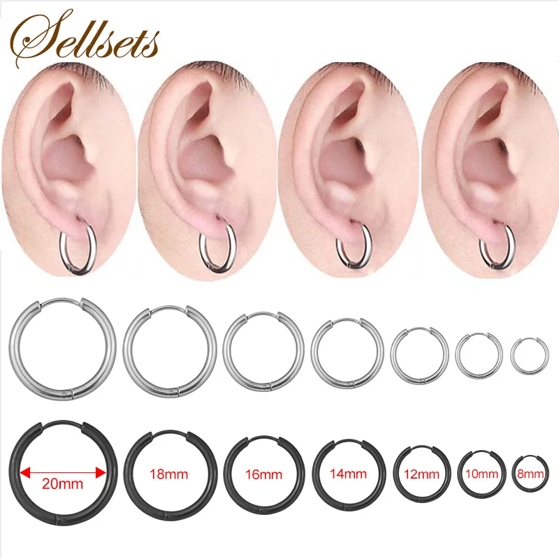 

Sellsets 1PC Small To Big Stainless Steel Hoop Earring Ear Piercing Jewelry Cool Punk Earring For Men And Women