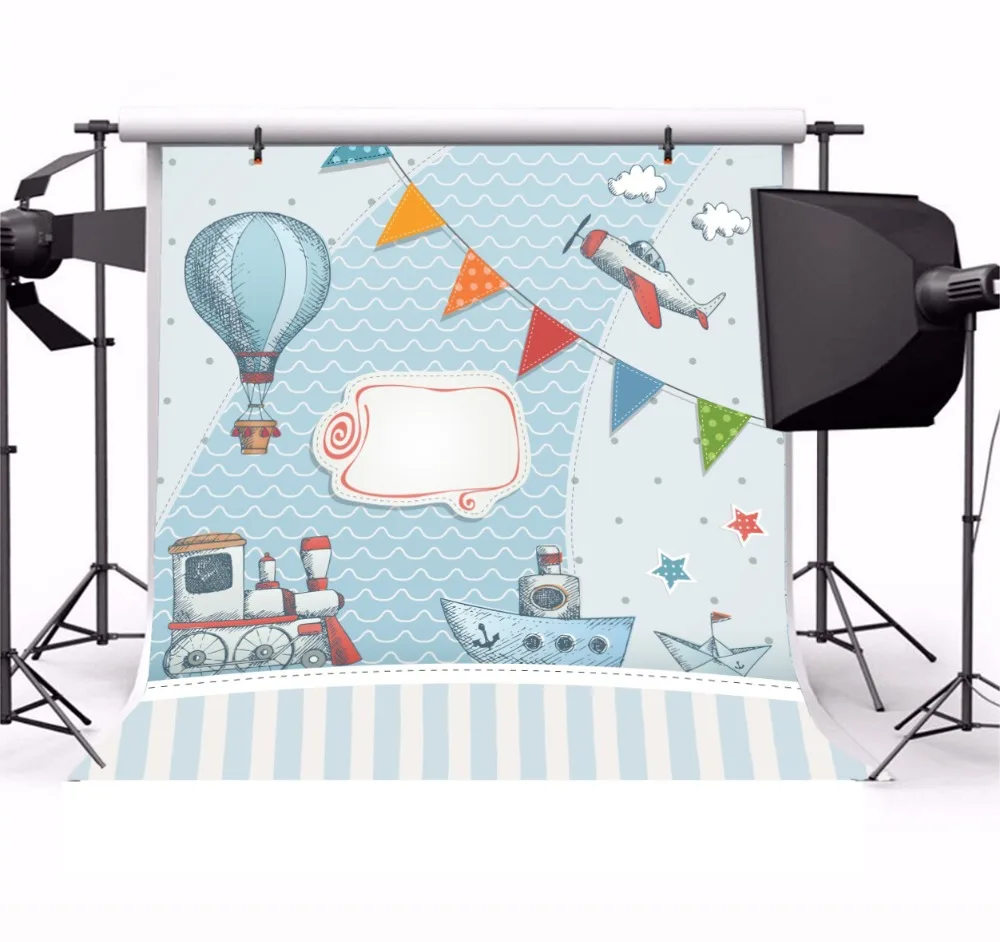 Laeacco Photographic Background Baby Painting Toys Plain Balloons Birthday Party Pattern Photo Backdrops Photocall Photo Studio