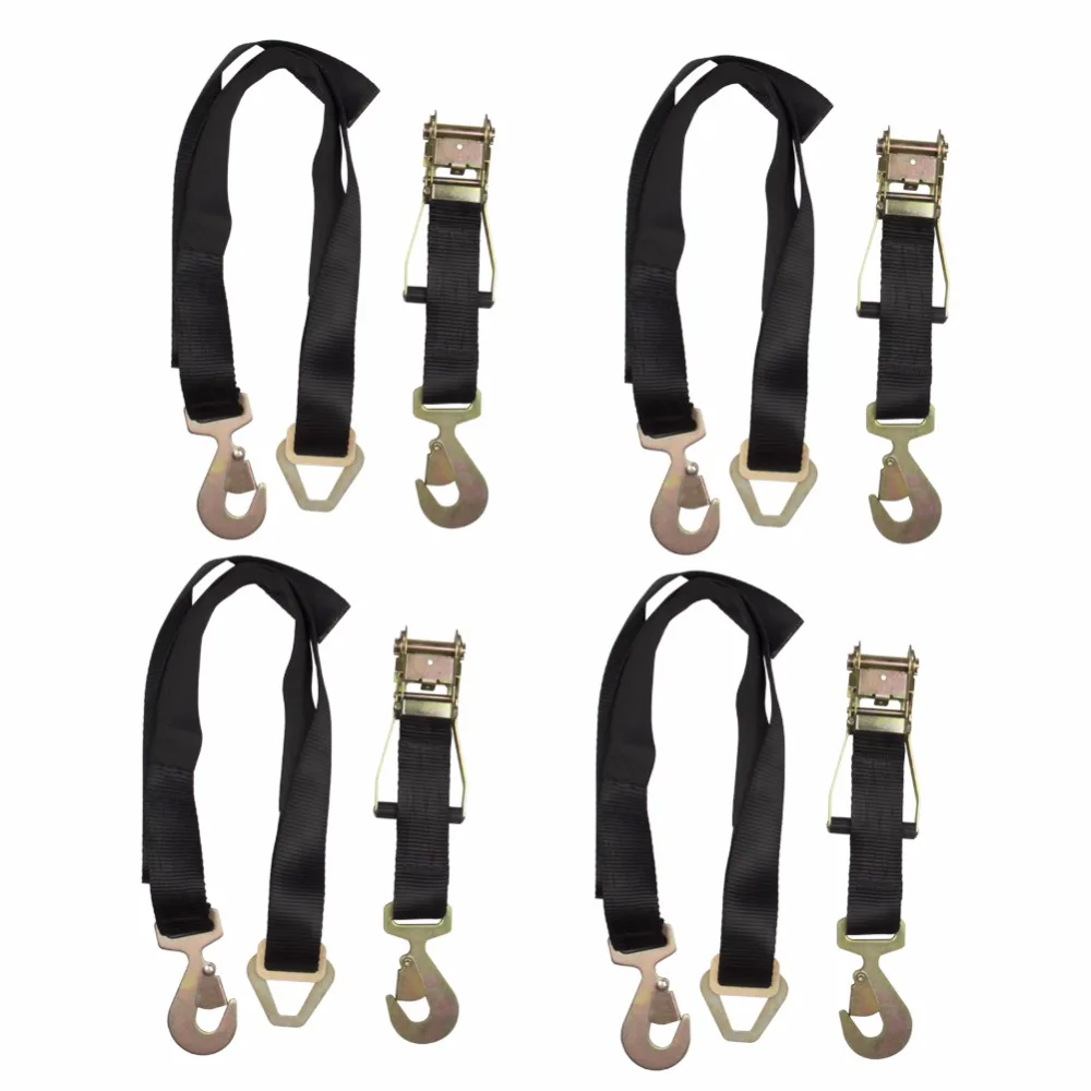 

4 pcs Pack Axle Ratchet Straps Race Car Trailer Hauler Ratchet Tie Down Towing Tow Strap width 2" 5.5cm length 8' 2.5m