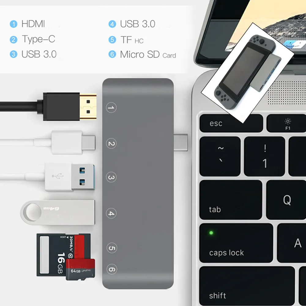 USB 3 0 концентратор Type C к 4K * 2K HDMI адаптер для чтения карт MacBook Pro Поддержка 1 superspeed 63