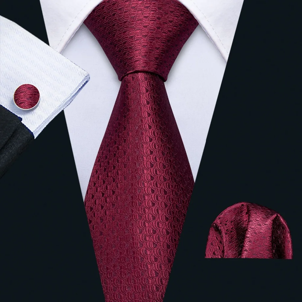 

Men Wedding Tie Red Geometric Silk Tie Hanky Set Barry.Wang 8.5cm Fashion Designer Neck Ties For Men Party Dropshipping FA-5154