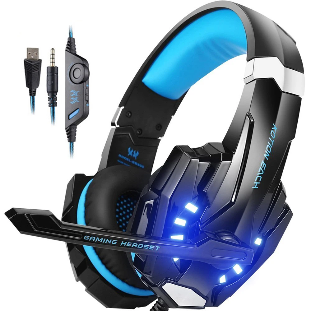 cheap KOTION EACH Stereo Gaming Headset Casque Deep Bass Game Headphone with Microphone LED Light for PS4 Laptop PC Gamer