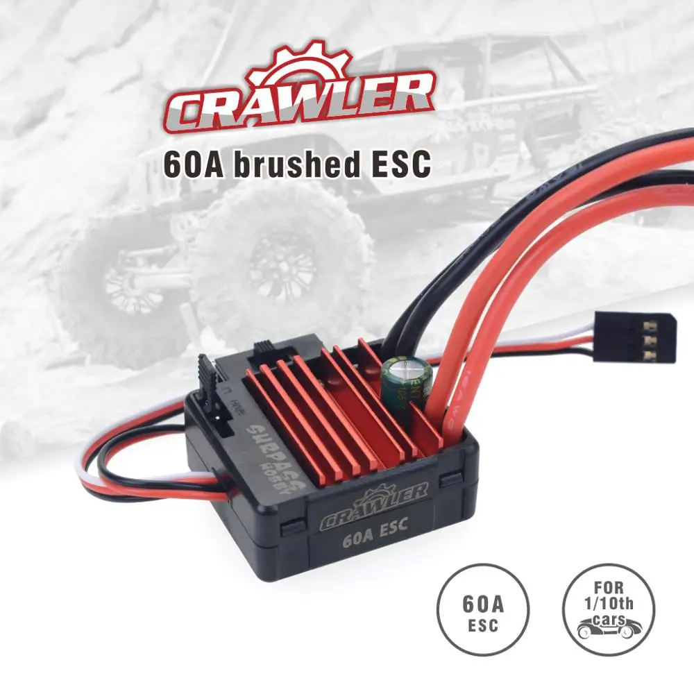 

SURPASSHOBBY 60A Brushed ESC for RC 5-Slot 540 Brushed Motor Traxxas TRX-4 Blazer Axial SCX10 D110 D90 Crawlwer 1/10 Car