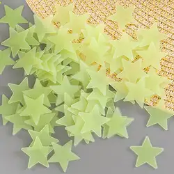 Декоративные Звездное 3 см/100 шт. светящиеся Стикеры-звезды стерео наклейки на стену светящиеся звёздочки наклейки