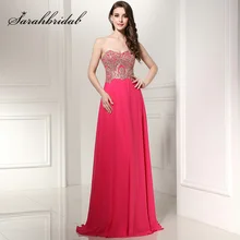 Sexy Sweetheart Fuchsia Long Prom Dresses 2017 With Appliques Galajurken Evening Gown Lace Up Black Women