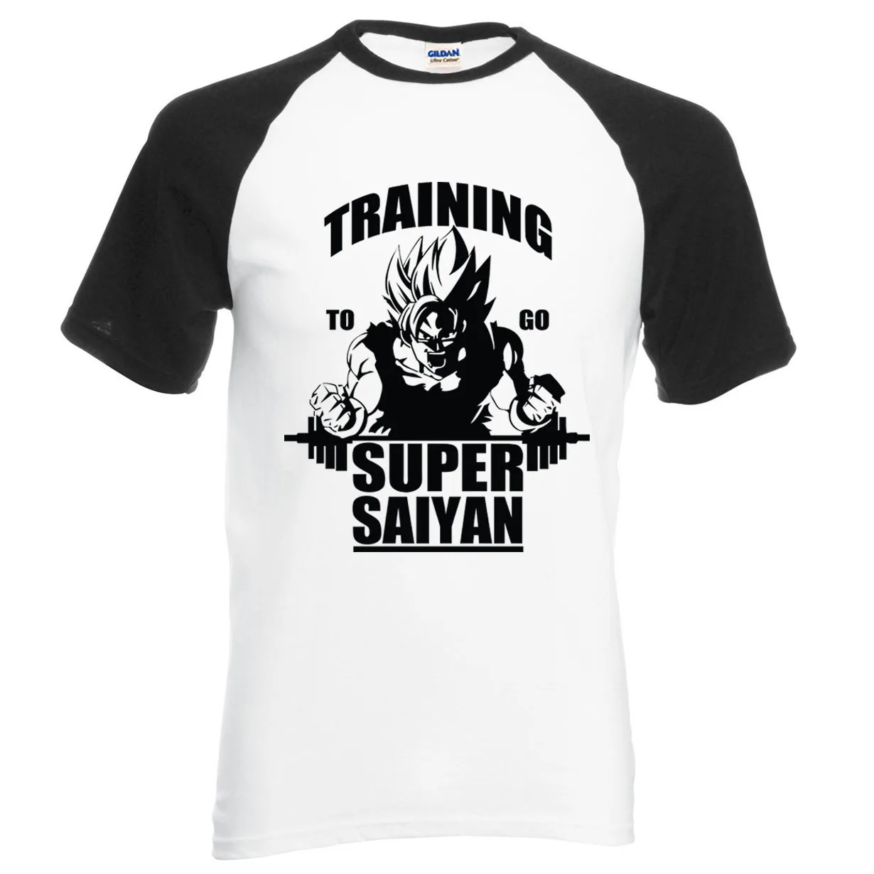 Футболка для взрослых Аниме Dragon Ball Super Saiyan, новинка года, летняя футболка из хлопка, высокое качество, реглан, Мужская футболка, повседневные футболки, S-2XL - Цвет: black white1