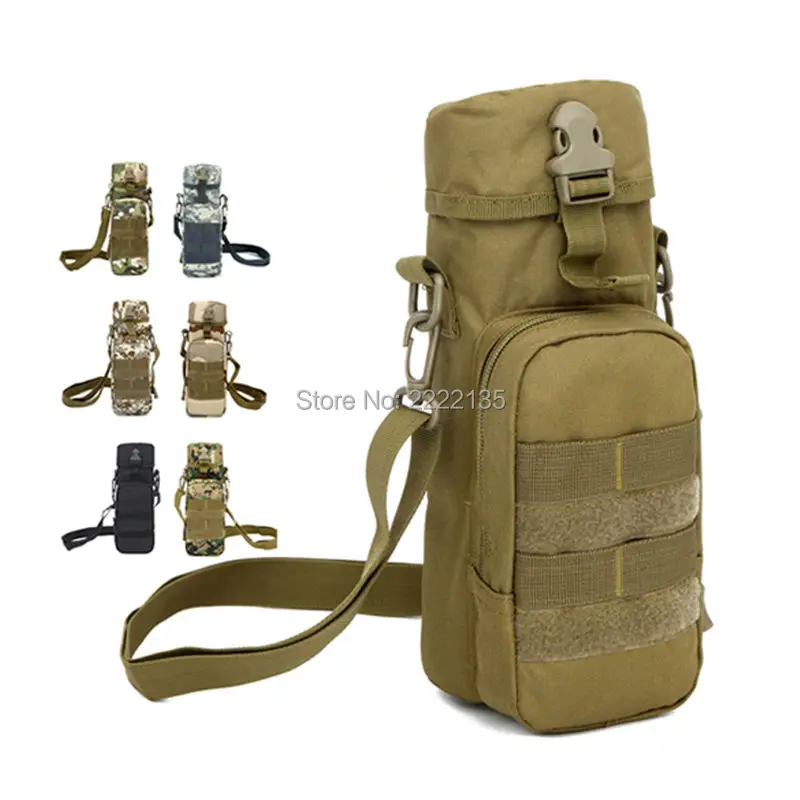 

Tactical Molle Zipper Water Bottle Pouch Hydration Kettle Bag Military Waist Shoulder Bag with Mess Side Pouch for Outdoor