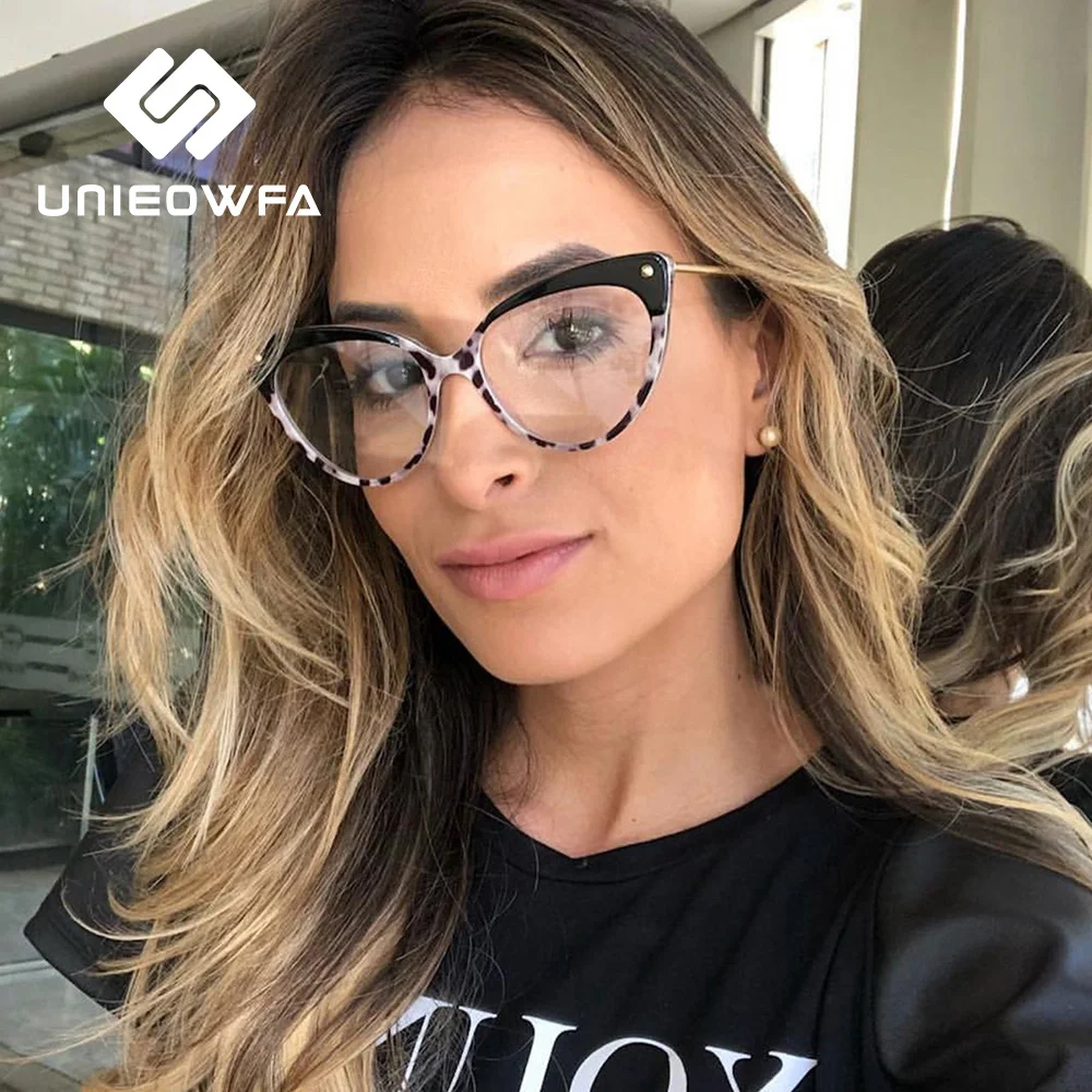 UNIEOWFA ретро очки кошачий глаз по рецепту женские оптические для близорукости TR90 с