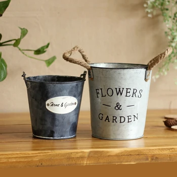 

XXXG// special offer Retro Tin iron drum garden flowers Florist decorative flower flower inserting device iron cylinder barrels