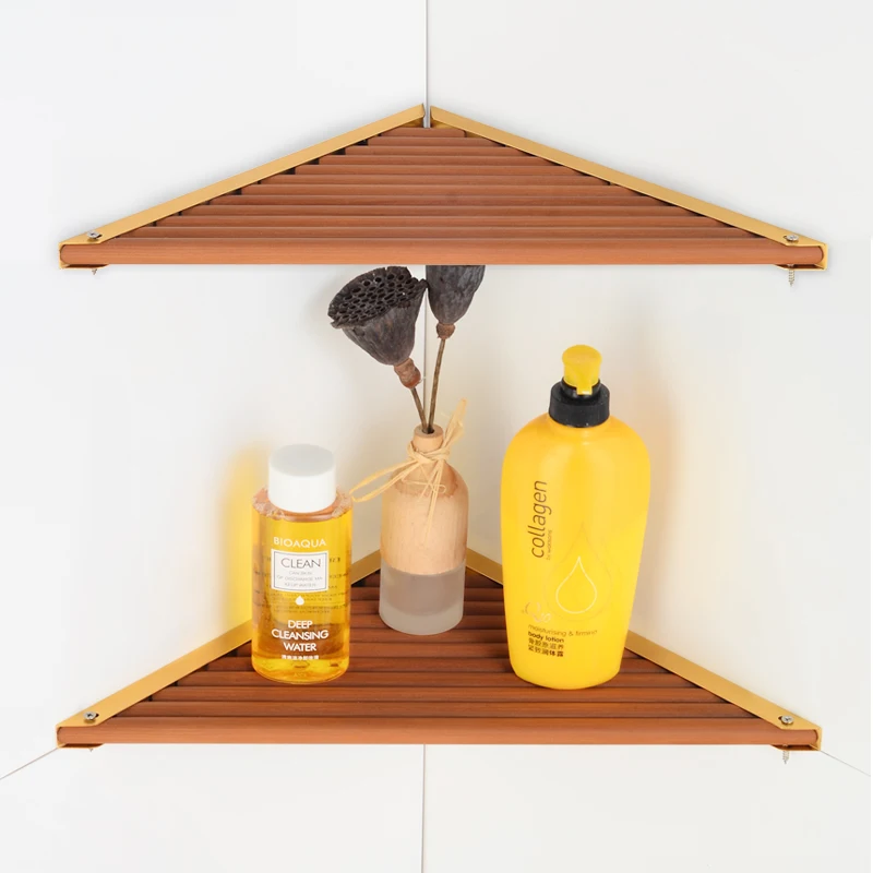 Полка для ванной комнаты Органайзер алюминиевая древесина полки для ванной комнаты стойка для хранения душа настенный угловой кожух держатель для шампуня стойка