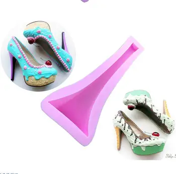 

1pc Silicone 3D High Heel Moulds Lady Shoe Mold Cake Decoration Kitchen tools