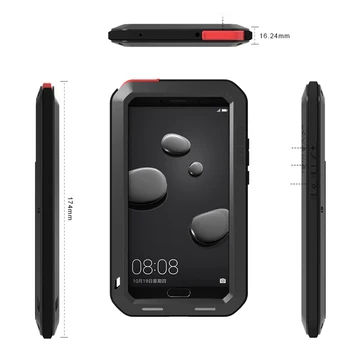 

LOVE MEI Shockproof Case for Huawei Mate 10 Pro Waterproof Metal Armor Case Cover for Huawei Mate 10 Tempered Glass Protector