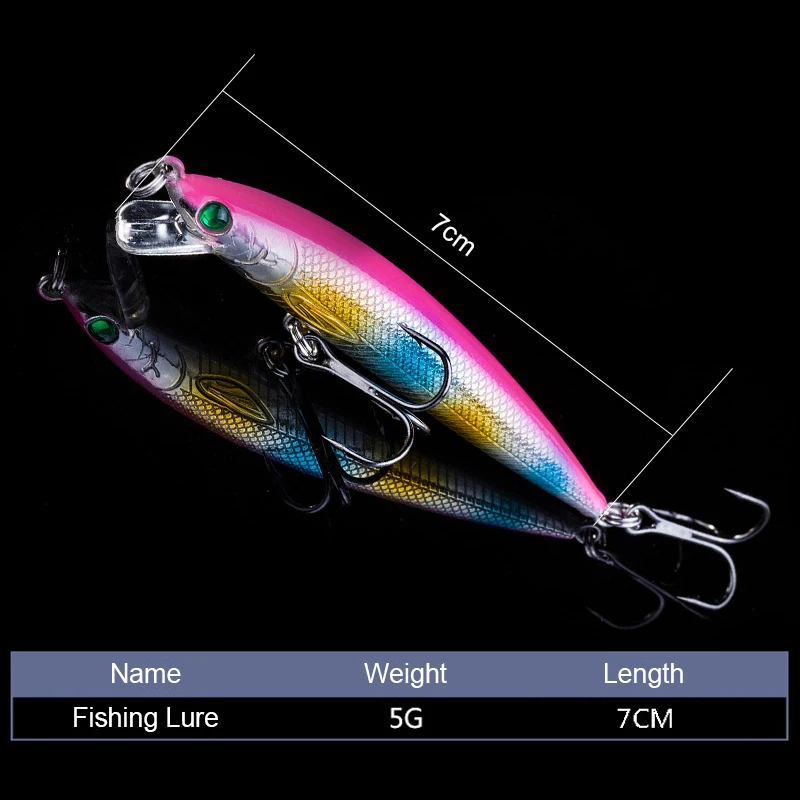7 см 5 г Световой искусственный Жесткий прикормы лазерный Minow тройной крючок Swimbait