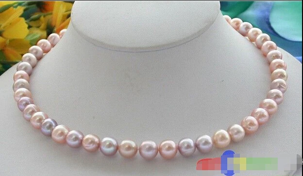 

HOT## Wholesale >>> P2440 AA++ 17" 9mm ROUND nature pink pearl necklace 14KGP