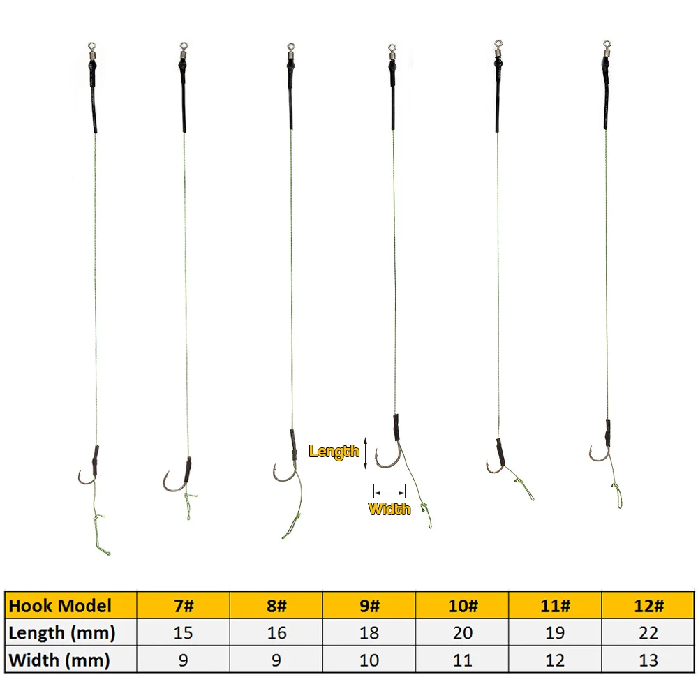 12 шт. рыболовные снасти для ловли карпа, плетеная нить из высокоуглеродистой стали, крючки, поворотные снасти для ловли карпа, рыболовные снасти для ловли карпа