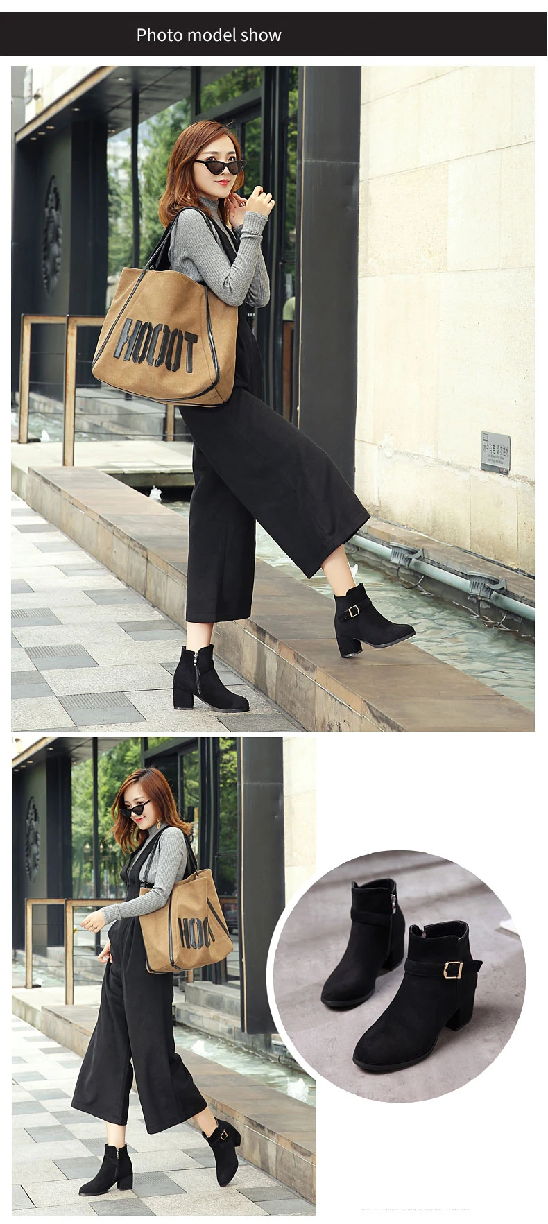RQFF Brand Winter Boots Women With Box Big size34-43 Flock Warm Shoes Woman High Heel Ankle Boot Female Zip Footwear Ladies Shoe (4)
