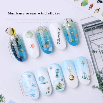

1 Sheet Nail Art Stickers Water Transfer Summer Marine Style Nail Tips Decal DIY Accessory Slider Adhesive Nail Decoration