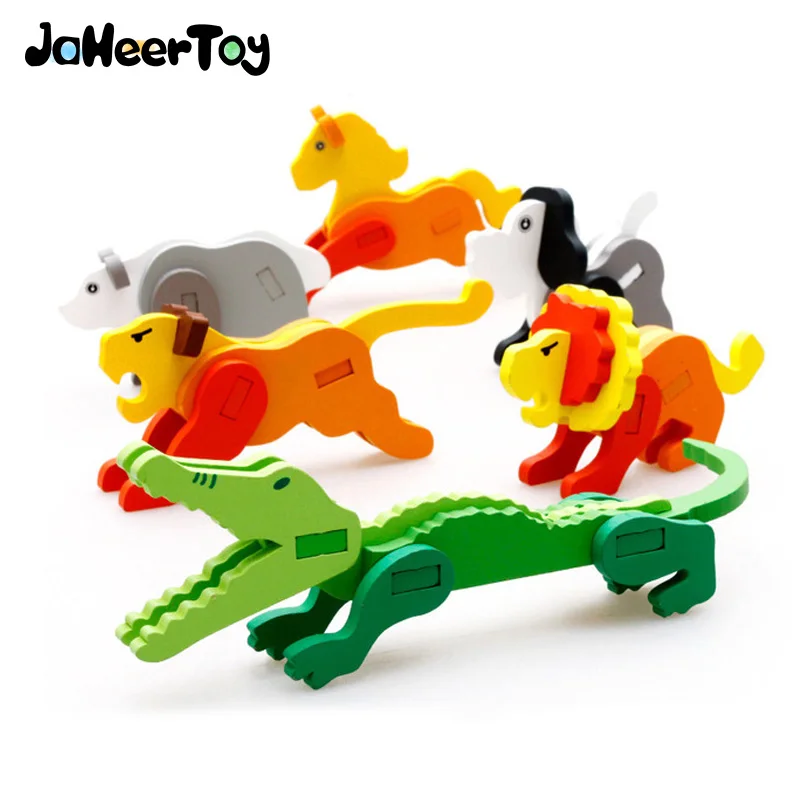 Jaheertoy детские деревянные Игрушечные лошадки 3D головоломки животных Кролик образовательных Игрушечные лошадки для детей 4-5-6-7 лет лет