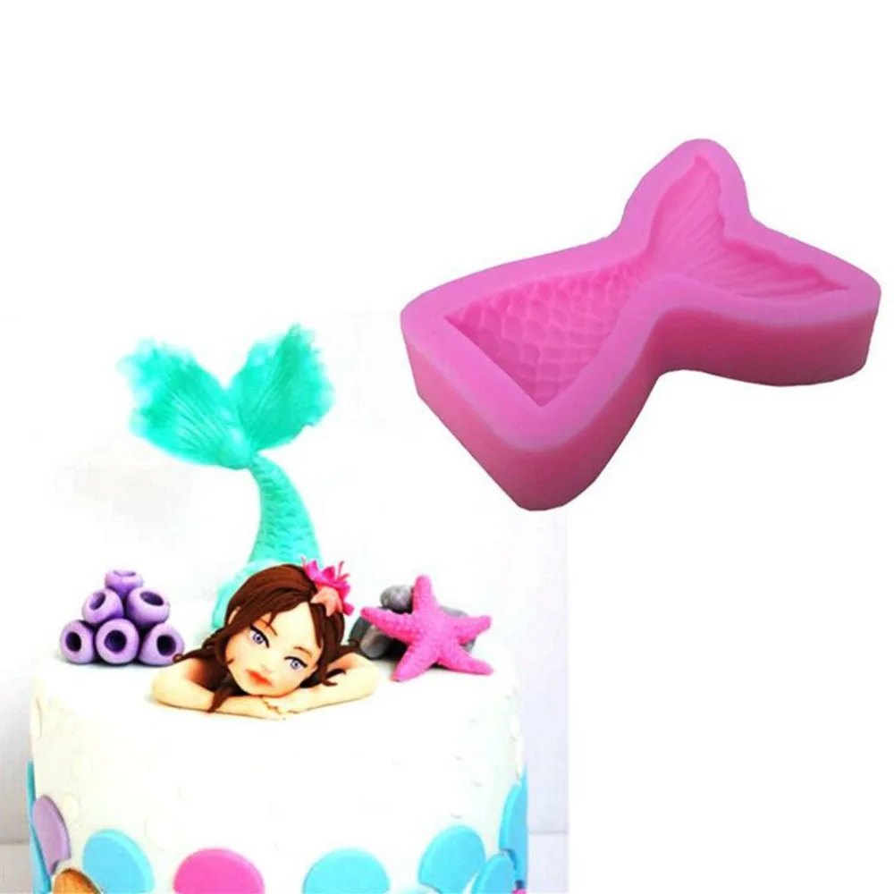 drop ship Mermaid Tail Silicone Mold Fondant Cake Mold Cupcake Decorating Tools Kitchen Baking Gum Paste Chocolate tools 10.3cm