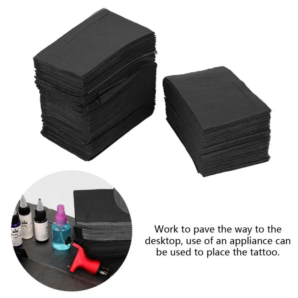 125pcs/set Tattoo Disposable Clean Pads Waterproof Mat Tablecloths Black Clean Pad Underpad Medical Table Sheets Tattoo Supplies black round waterproof bbq cover brazier cover grill cover anti dust rain patio easy clean outdoor garden barbecue supplies 600d