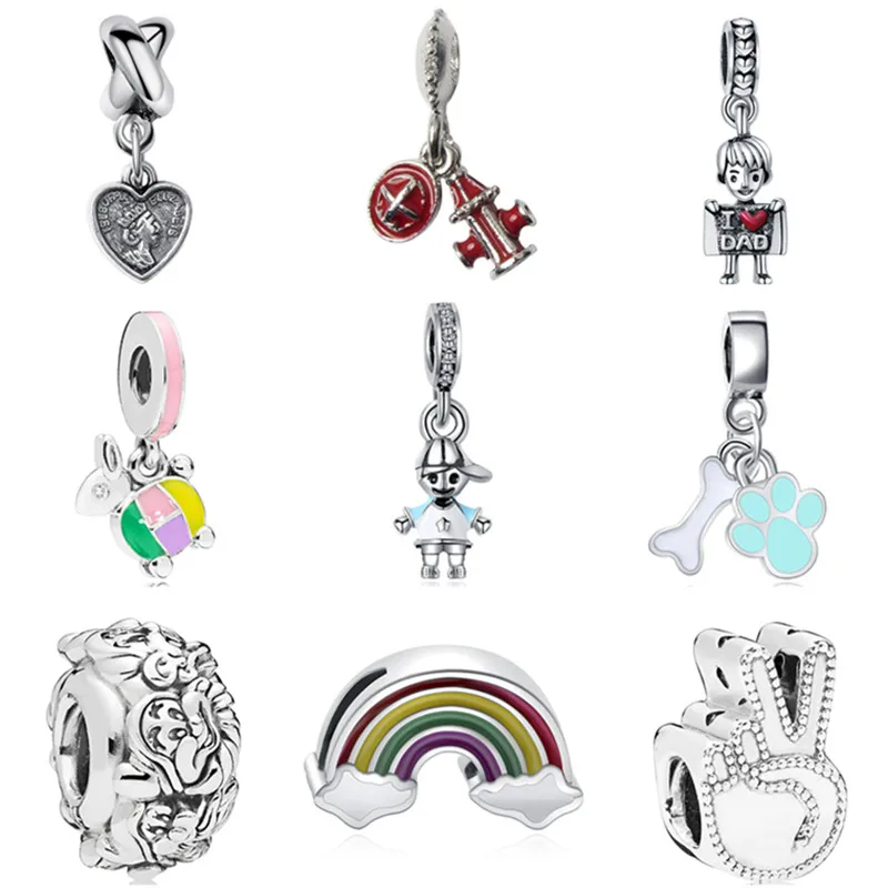 

Maxi Enamel Love Heart Rabbit Rainbow Small Baby Girl & Boy Mickey Beads Fit Pandora Charm Bracelets for Women DIY Jewelry Gift