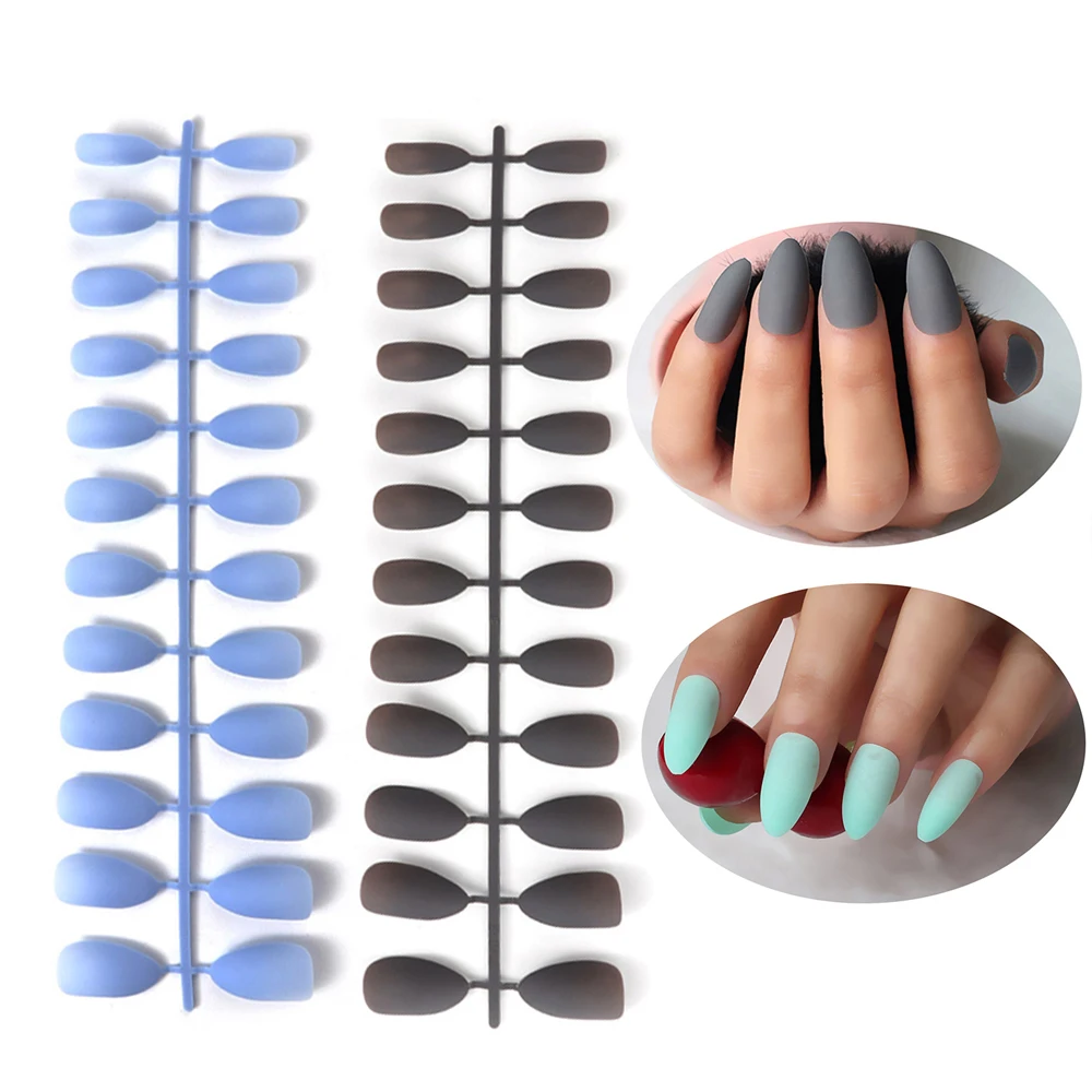 

24Pcs/Sheet DIY Matte False Nails Long Tips Patch Pure Color Artificial Chip French Nails Art Extensions Accessories Tools