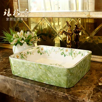

square ceramic bathroom wash basin, art basin Jasmine marble